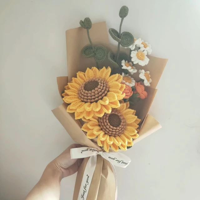 520礼物毕业礼物送同学向日葵玫瑰钩针材料包diy手工编织小花束