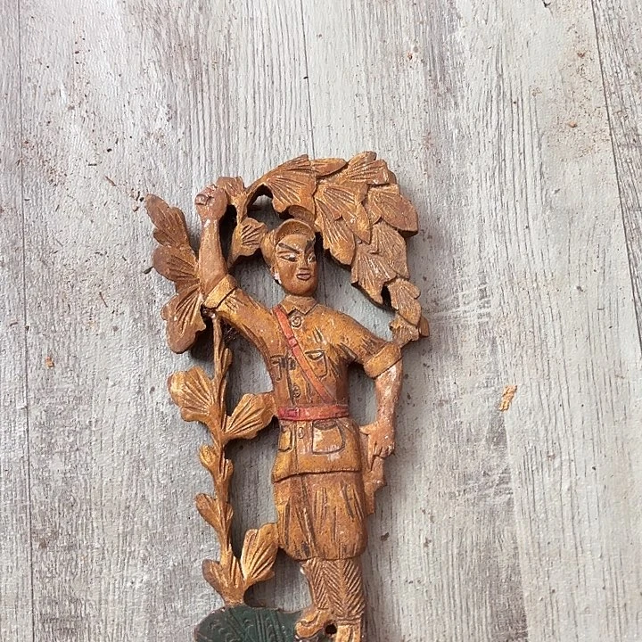 呆***走香榧木老木雕老人物花板
