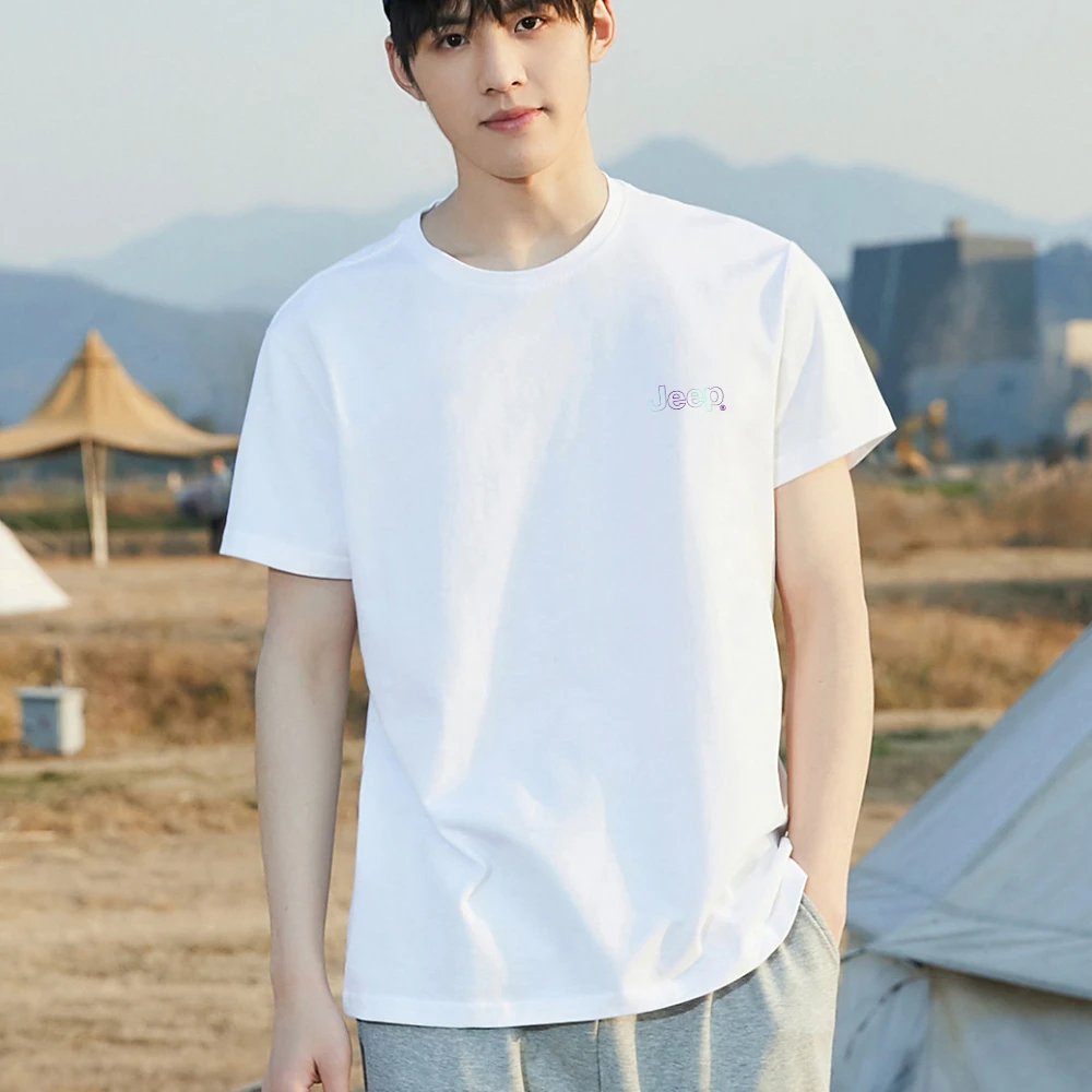 JEEP/吉普25年新款男士运动徒步舒适纯棉圆领t恤半袖短袖日常T恤