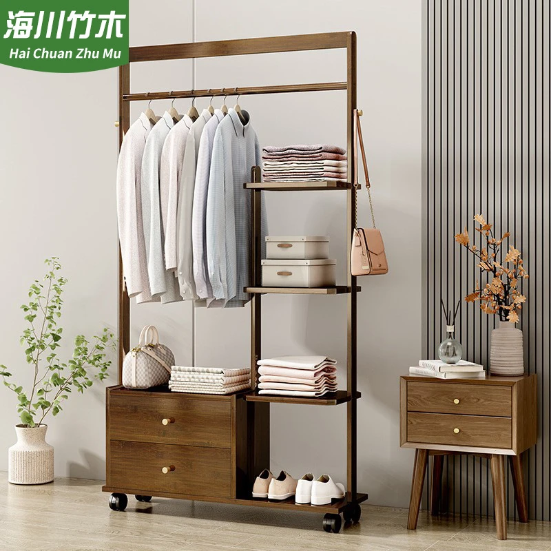 实木挂衣架可移动落地卧室衣帽架客厅轻奢现代服装店多功能衣架子