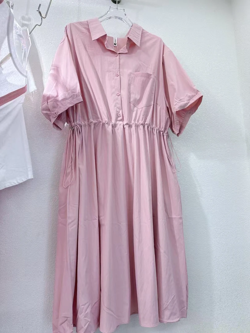 W阿薇-polo领显瘦抽绳连衣裙