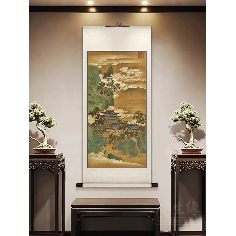 [高清复刻]南宋·赵伯驹·《仙山楼阁》馆藏级艺术微喷工艺装饰画