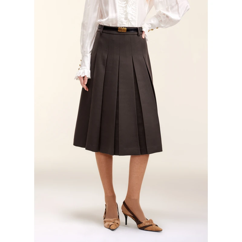 MISSCOCOON24冬新学院风美拉德百褶半身裙0152