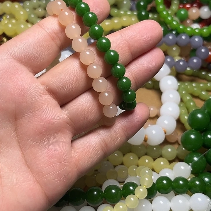 梵***音菠菜绿藕粉8mmmm手链