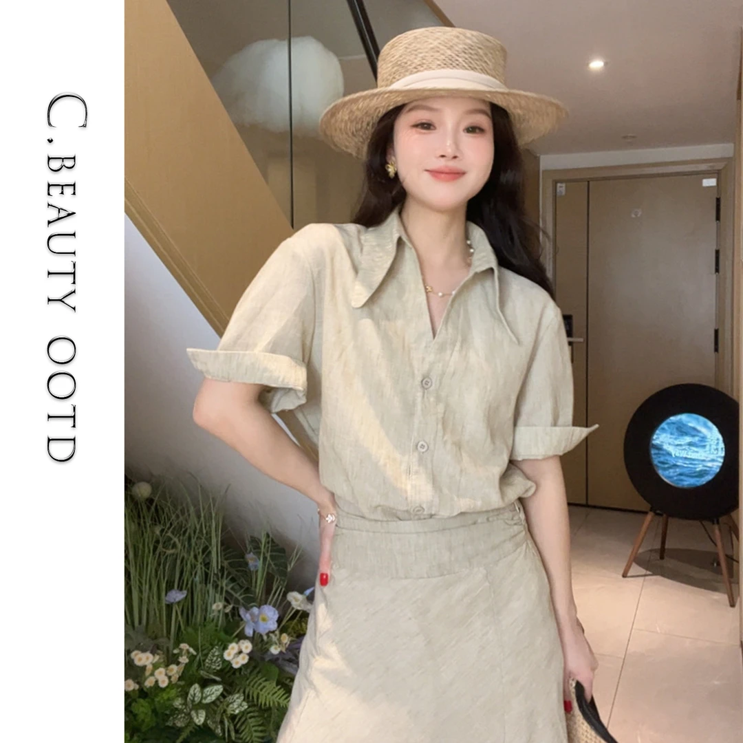 【御花园】衬衫套装裙气质名媛女神范高级感长裙2025超火夏装一整套