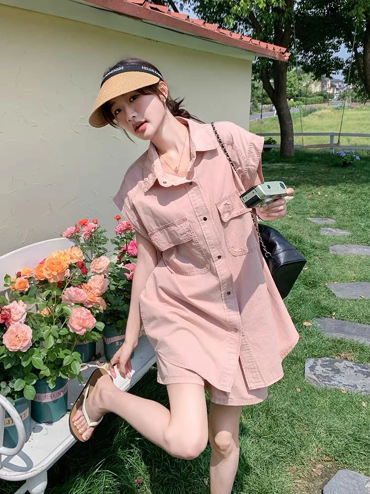 【退换包邮】2025新款工装套装女夏减龄小个子休闲短袖两件套811