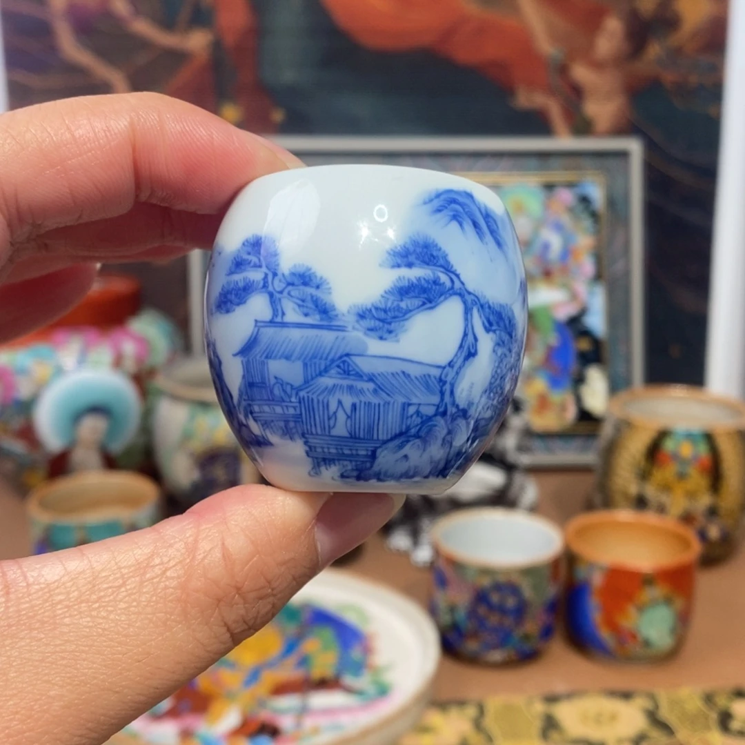 手工手绘青花福利杯杯