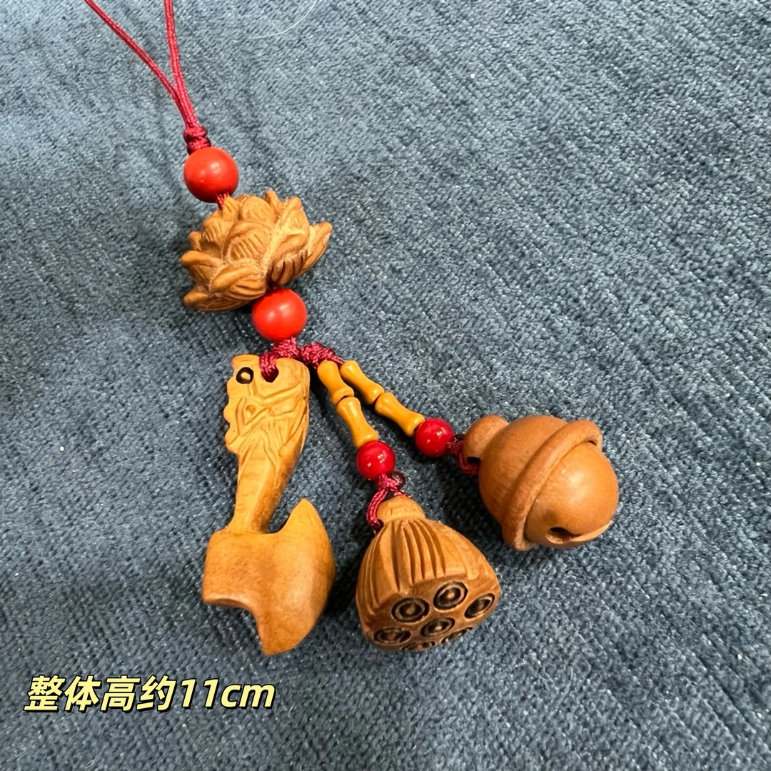 桃木福气连连节节高装饰手机挂件包挂件 整体高约11cm