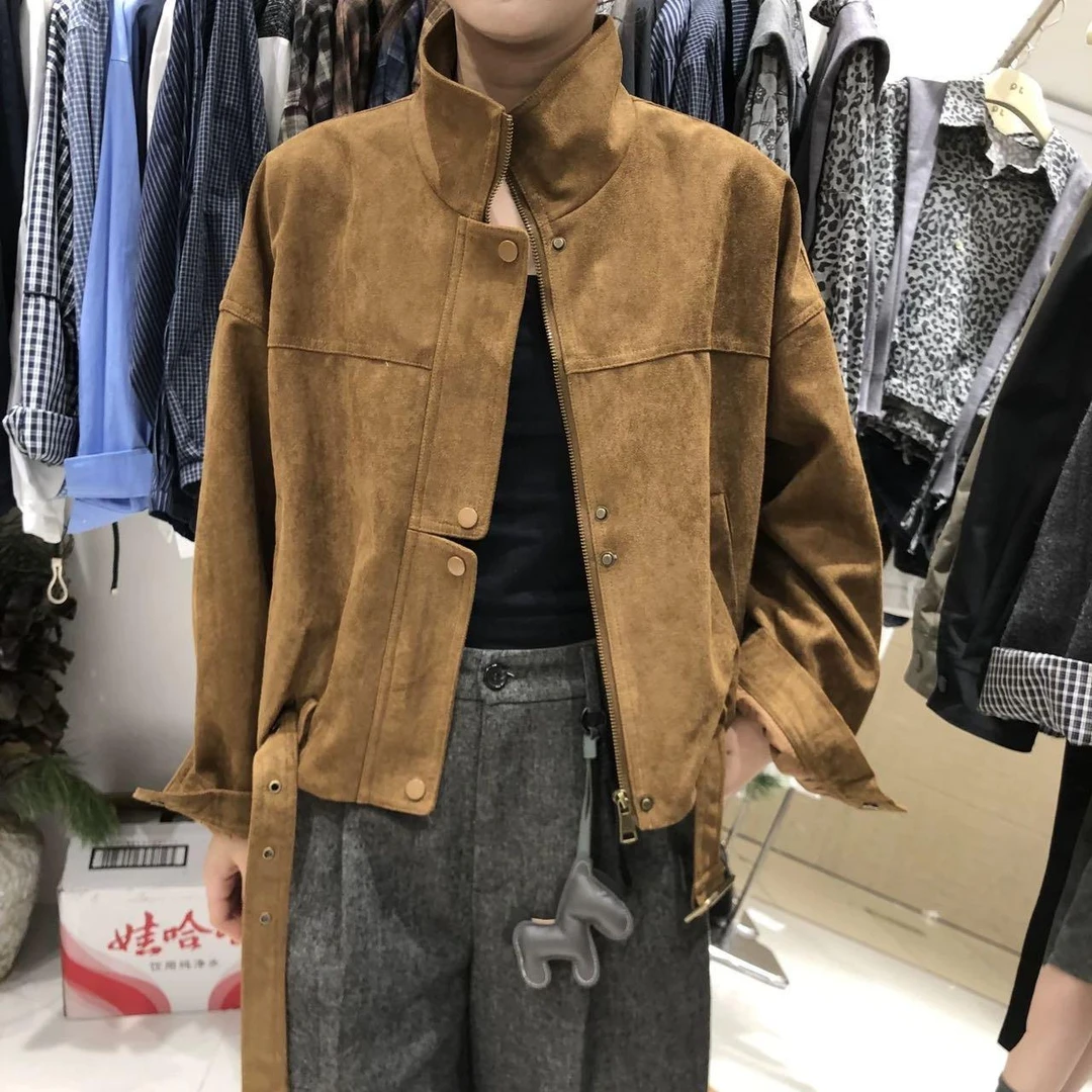 新款韩版立领系带短外套5188