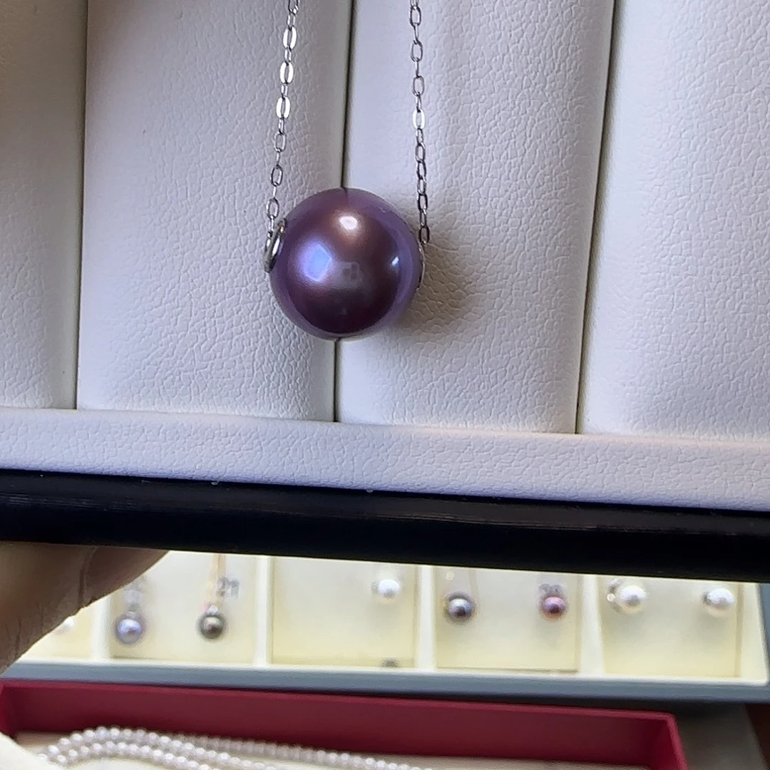 银S925镶嵌颈饰淡水珍珠13～14吊坠