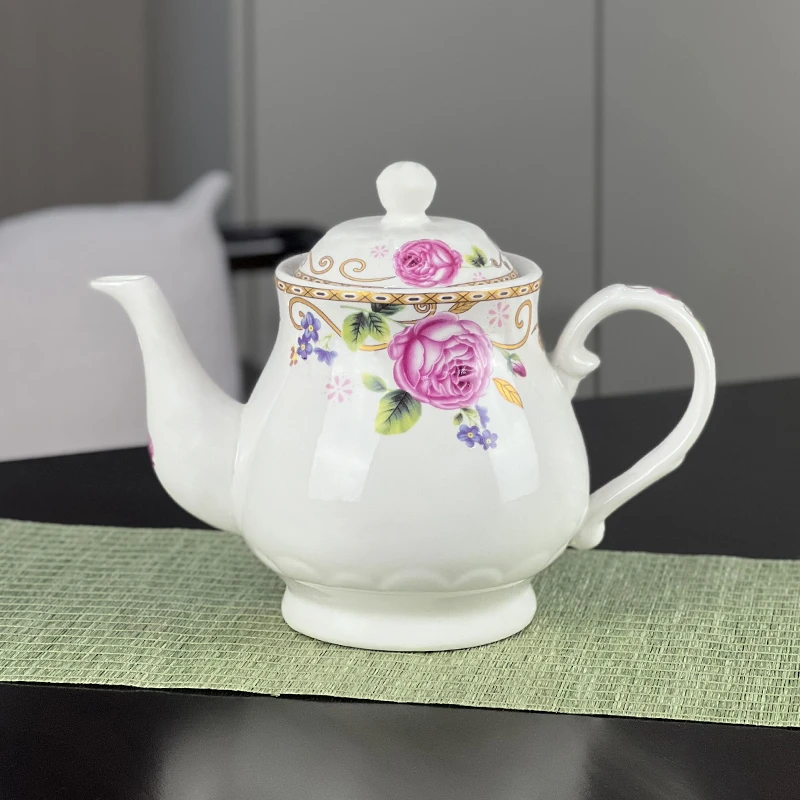 酒店台面花茶壶陶瓷水壶办公室餐厅用泡茶壶耐高温中大号过滤壶