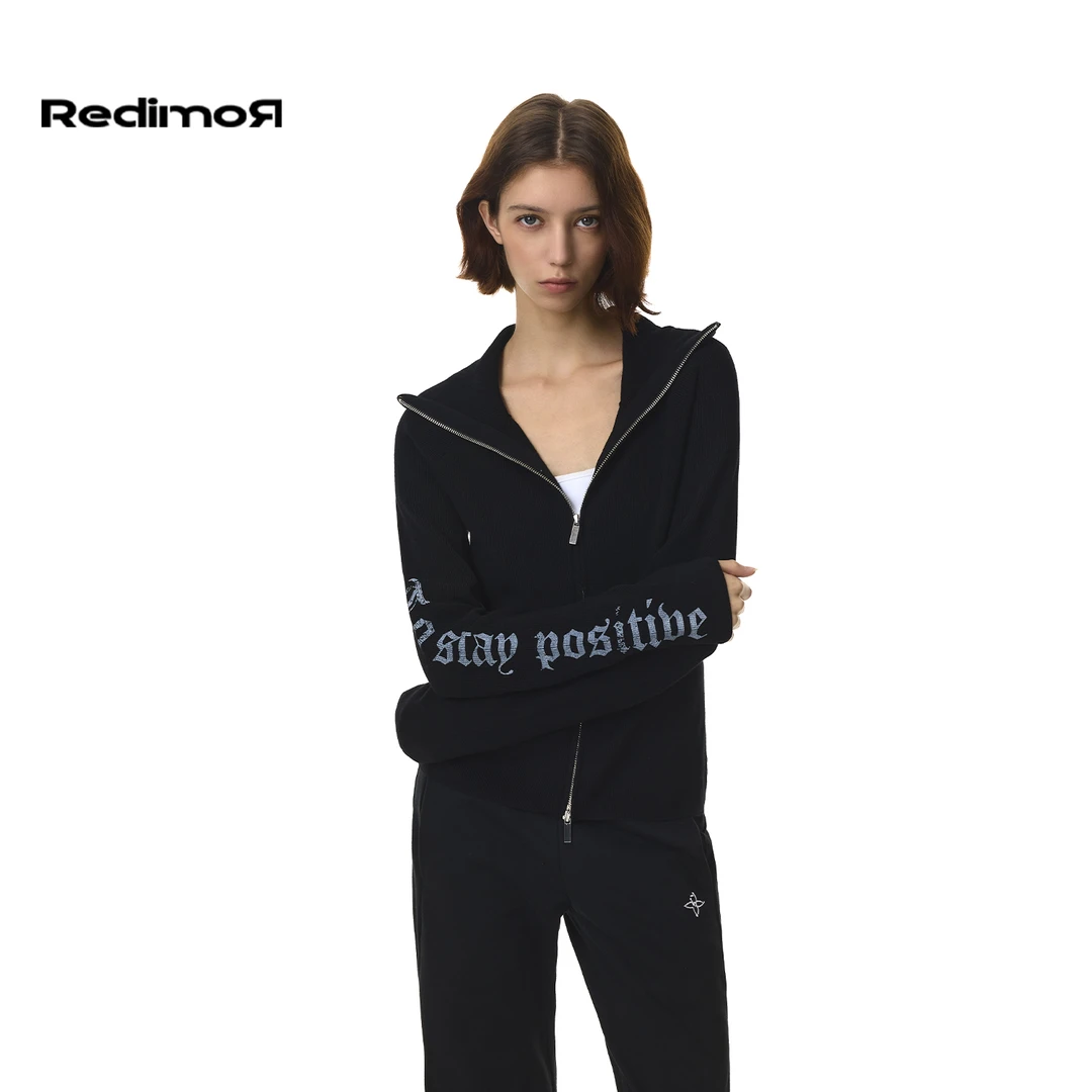 【REDIMOR】清仓 哥特印花高领毛衣外套女秋季开衫上衣253RZ1364