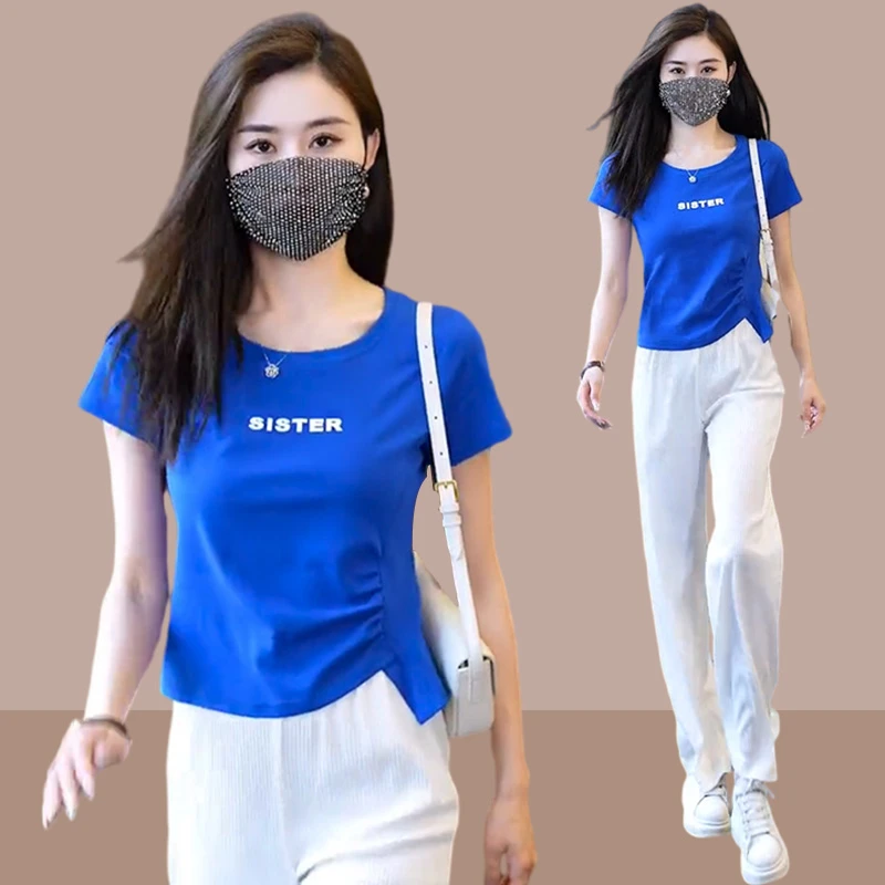 夏季短袖t恤女士2025新款不规则正肩体恤短款上衣小个子爆款女装