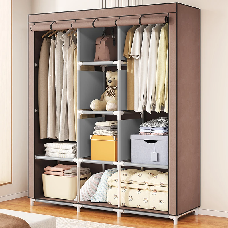 简易衣柜家用卧室加粗加固钢管布衣柜出租房全钢架宿舍衣橱收纳柜