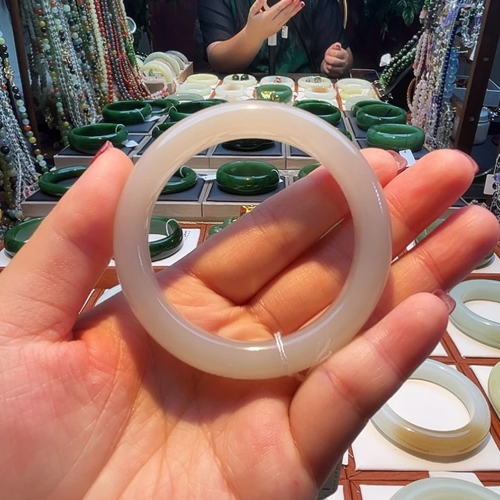 和田玉手镯未镶嵌烟紫53圈口