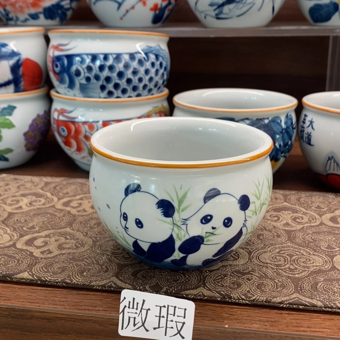 釉下手绘茶具微瑕