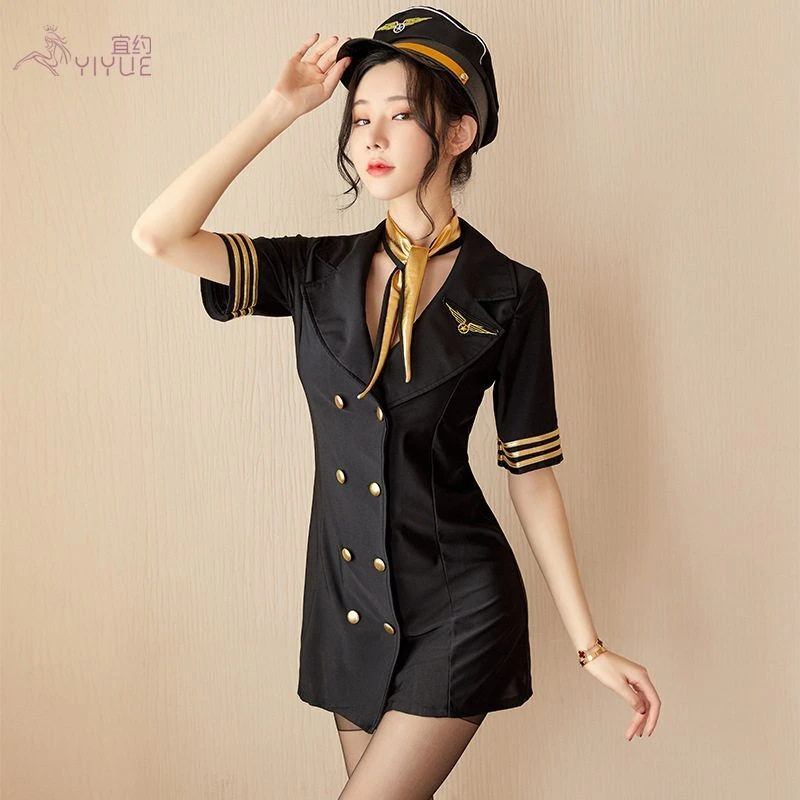 大码黑色内衣空姐女警制服修身显瘦性感夜店演出套装夏季时尚