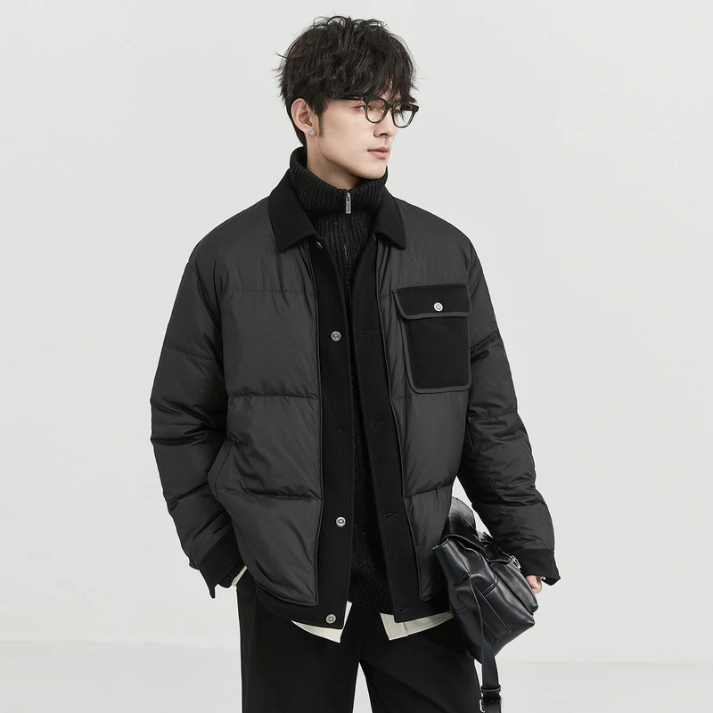 DH深冬秋冬保暖简约时尚拼接假两件设计感羽绒服K451457