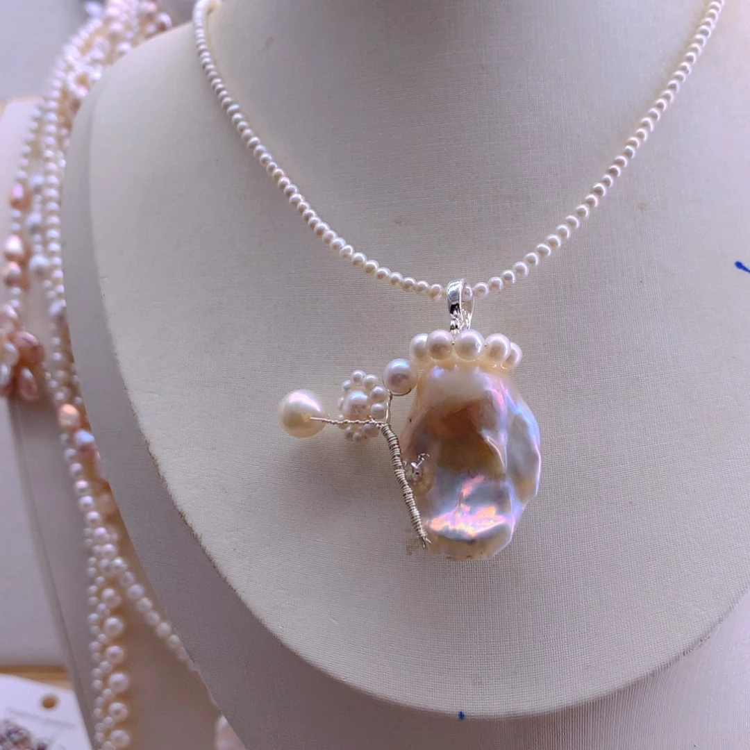 发夹淡水珍珠未镶嵌吊坠