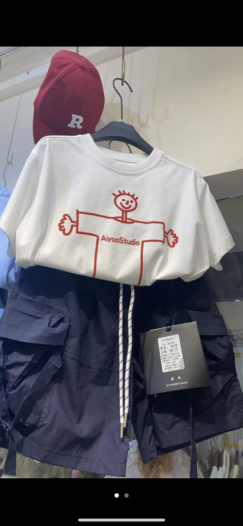 常规款短袖运动休闲夏季情侣T恤潮流落肩袖印花日常