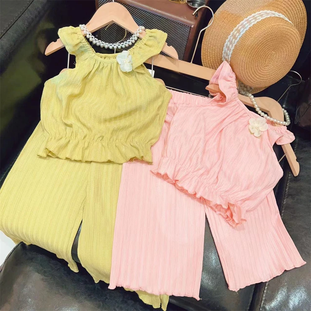 HHkids女童套装夏季2024新款背心长裤两件套宝宝洋气夏装ETZ667