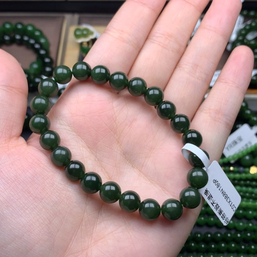 【闪购商品】未镶嵌手串和田玉（碧玉）8m清货出无黑点