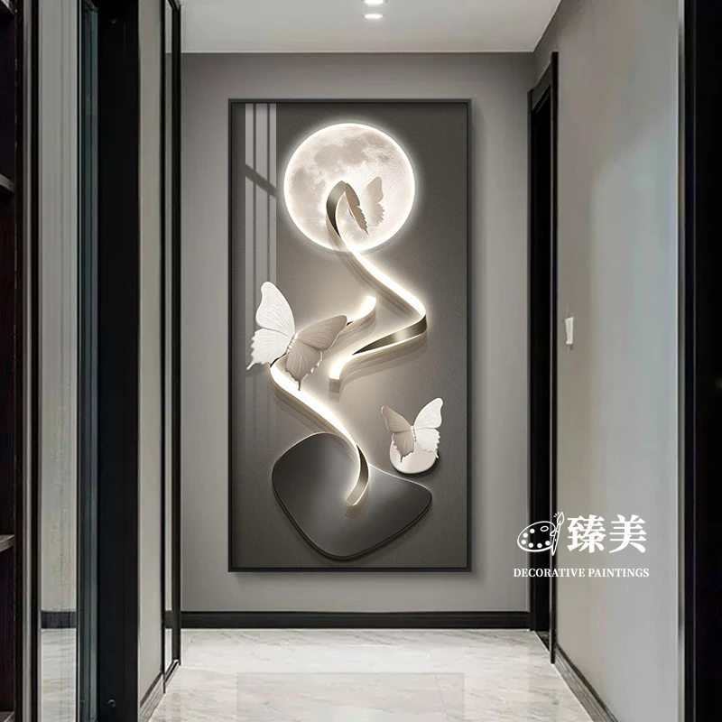 入户玄关装饰画高级感石来运转抽象感现代轻奢风客厅走廊过道挂画