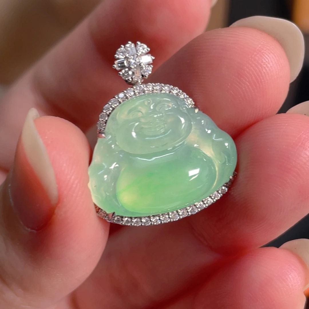 翡翠18K金镶嵌吊坠(不含链)