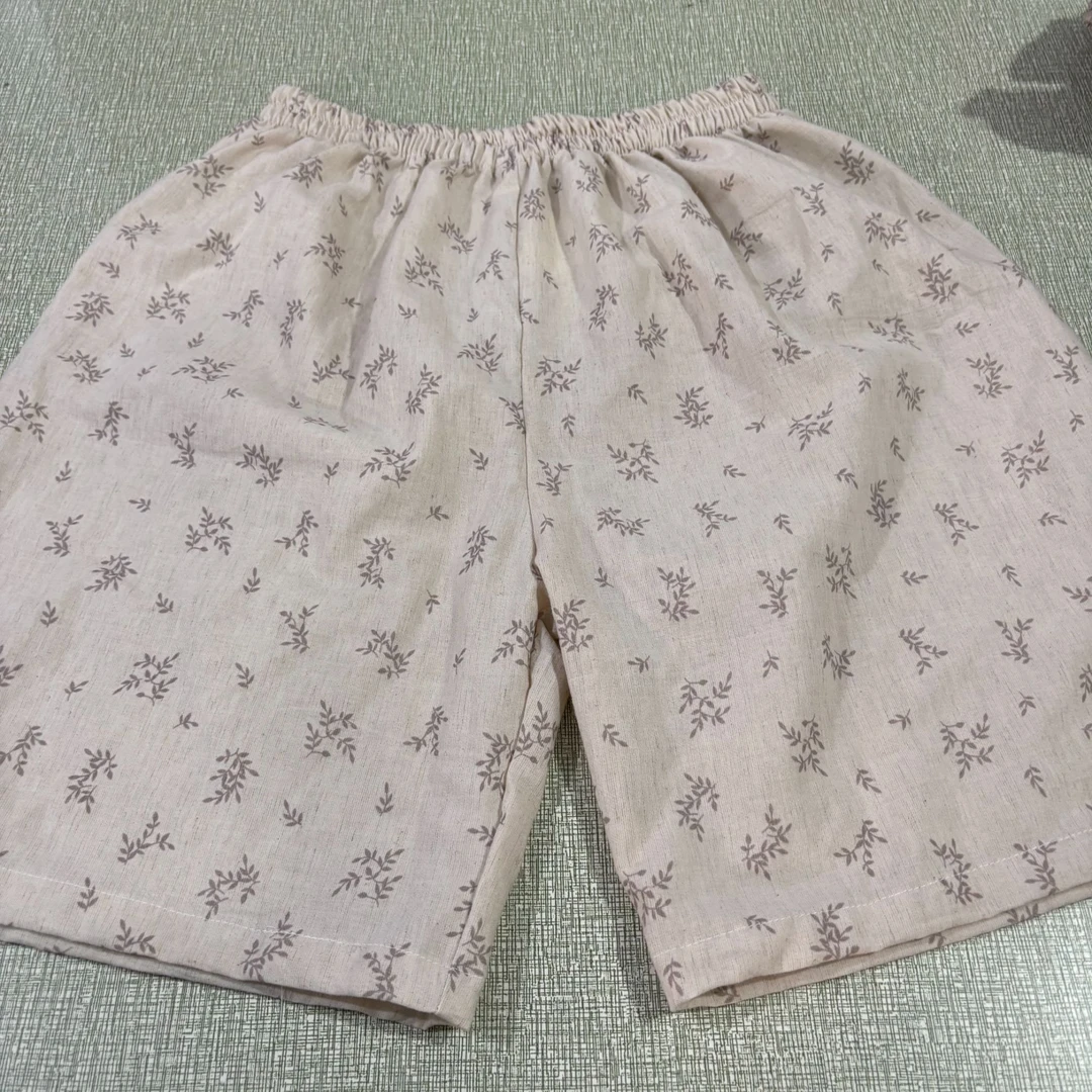 ZAKER 夏季碎花棉麻印花短裤 家居裤 一条装