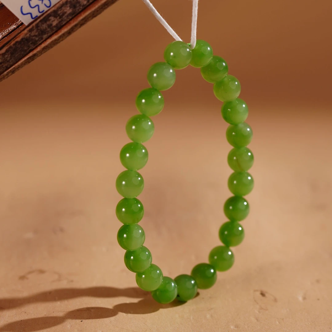 HA00833和田玉碧玉苹果绿手串
