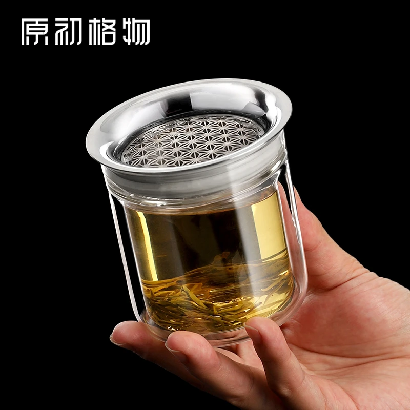 原初格物悦心泡茶壶玻璃茶水分离过滤茶具双层办公室泡茶神器茶具
