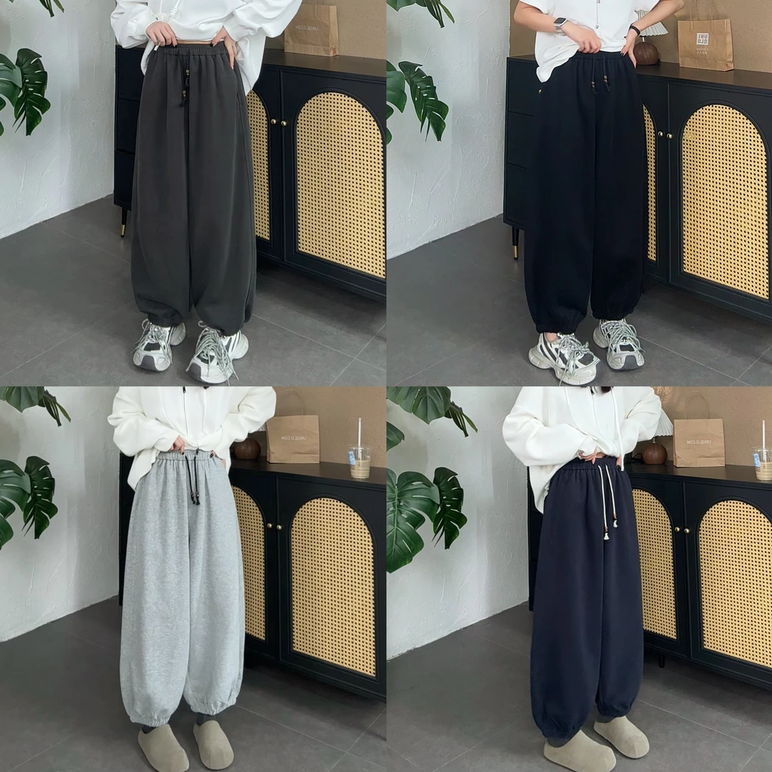 【SI MO】73285秋季新款宽松休闲百搭松紧腰卫裤