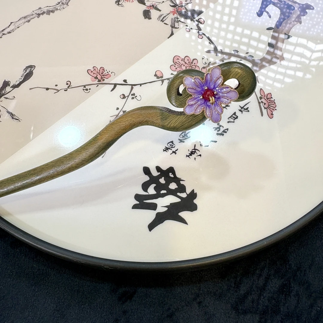 绿檀木发簪中国风饰品古风盘发新中式2025爆款精致发饰发簪70473