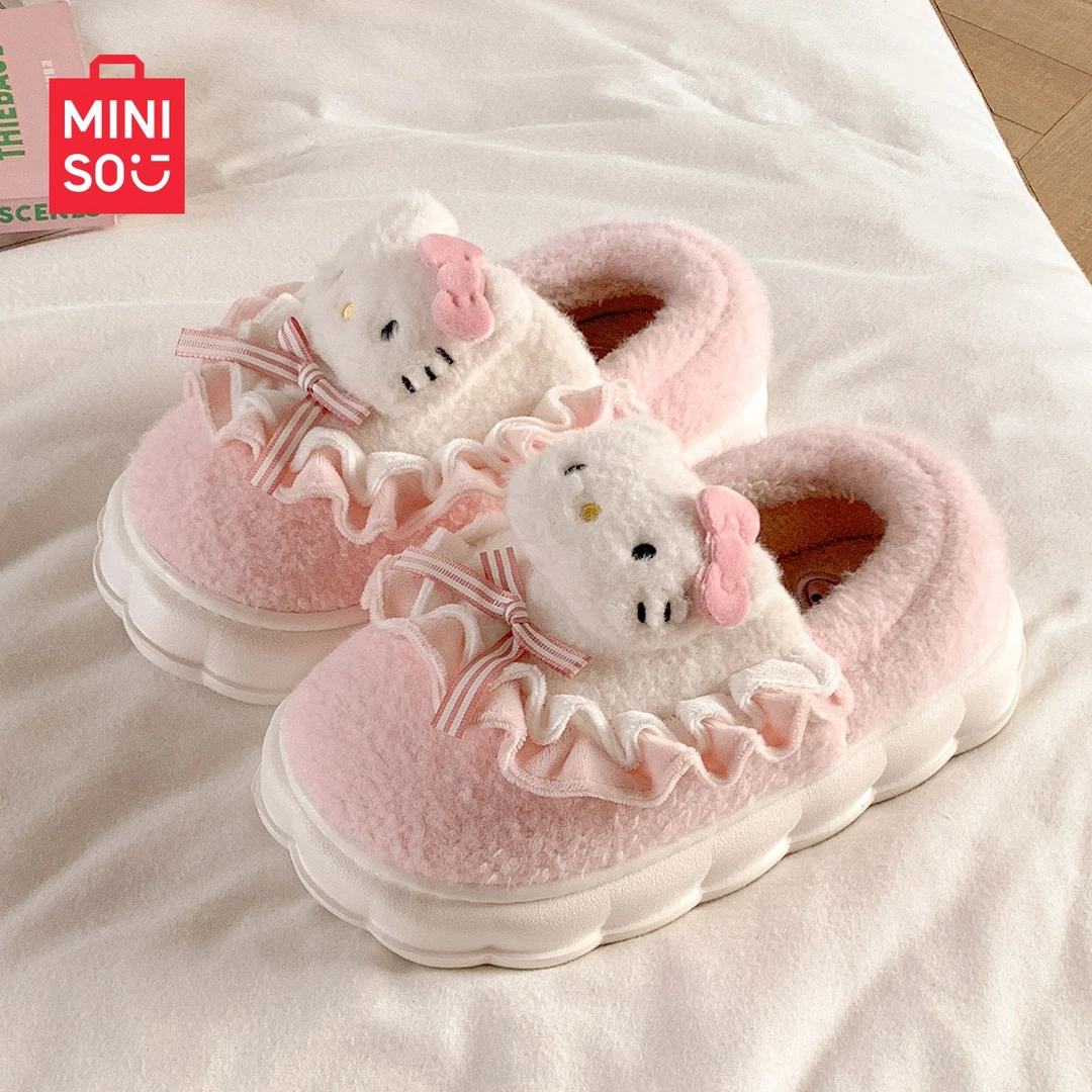 MINISO/名创优品三丽鸥卡通可爱女款冬季居家保暖包跟月子棉拖鞋