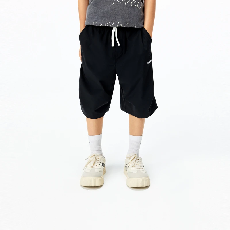 littlemoco童装25夏装新款男童速干裤运动宽松短裤子#KBE2SOT013