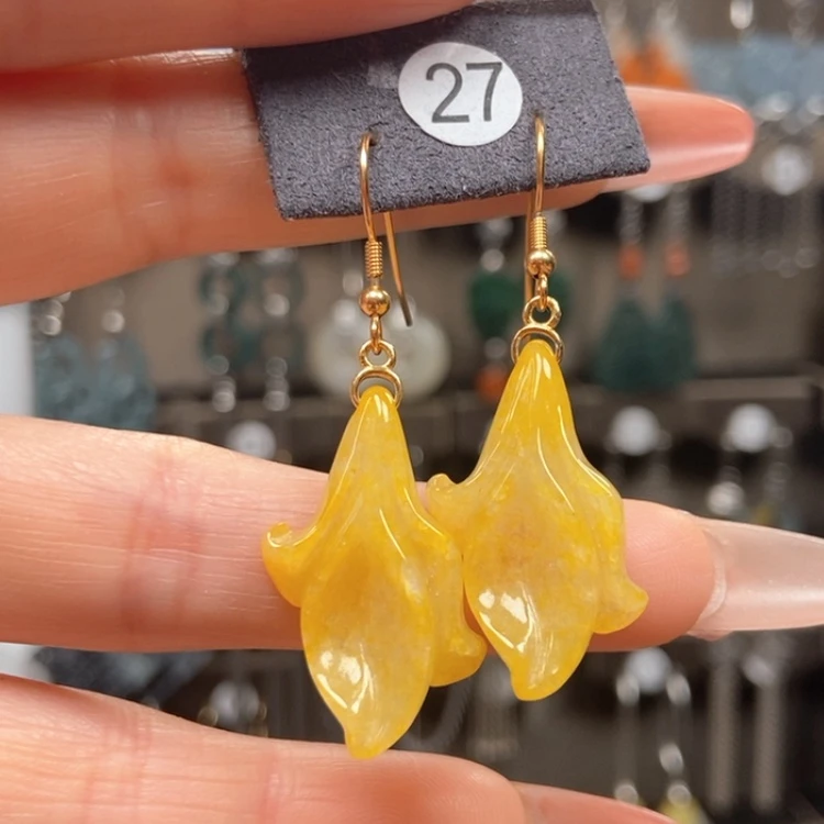 【闪购商品】翡翠耳饰银S925镀金镶嵌优化