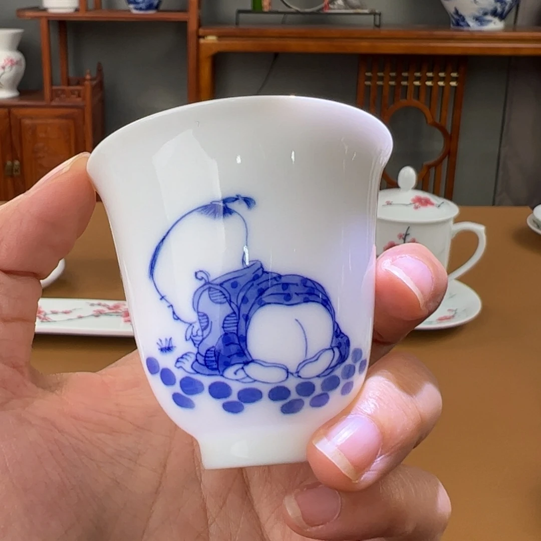 滑石子 青花童趣铃铛杯