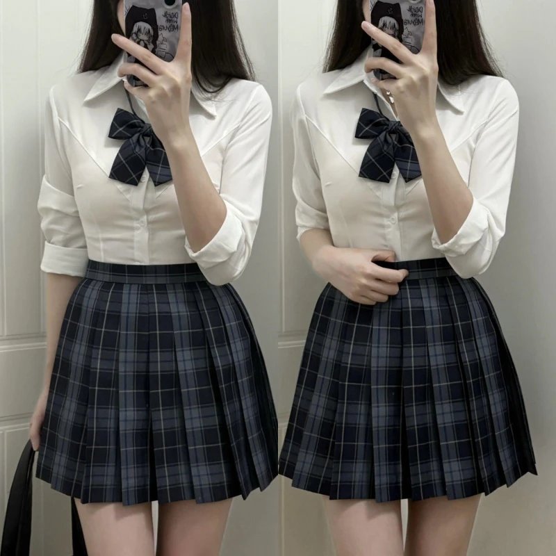 学院风jk衬衫修身收腰显瘦高级纯欲纯欲气质甜辣长袖衬衫上衣夏季