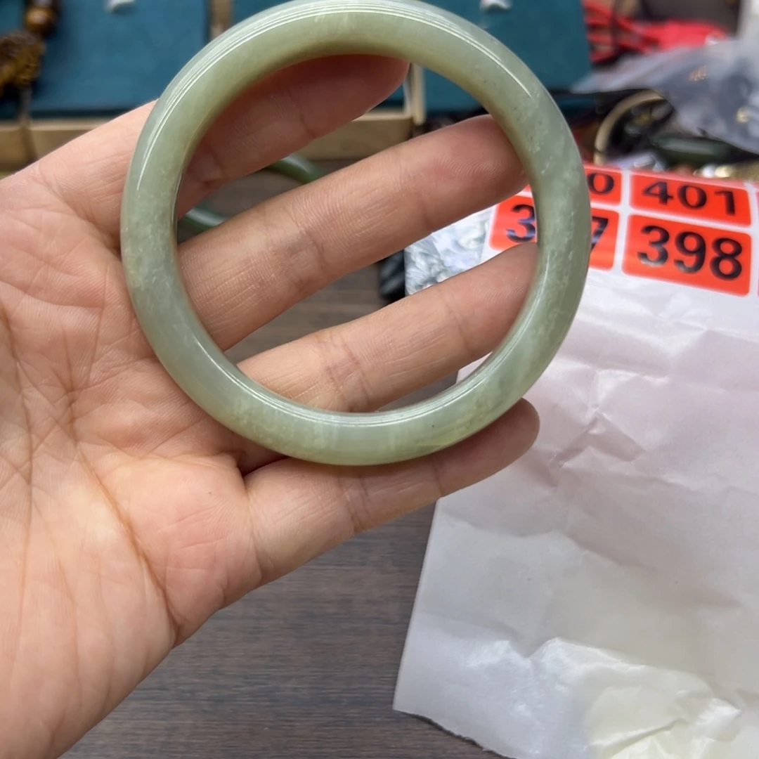 和田玉未镶嵌手镯60.7圈围397