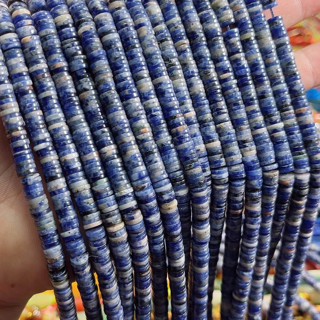 玛瑙/玉髓未镶嵌珠宝半成品蓝纹隔片6x1.3mm一条