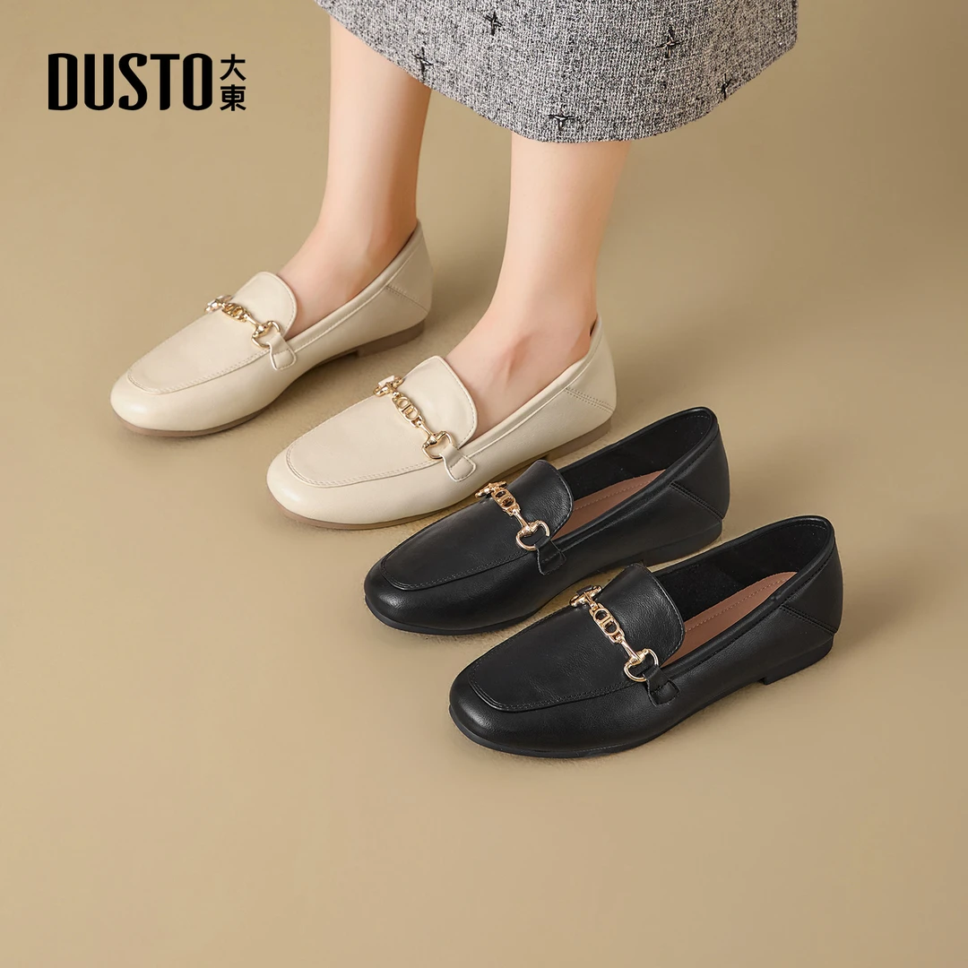 大东女鞋乐福鞋2025秋季通勤久站不累脚软底小皮鞋方头单鞋0209