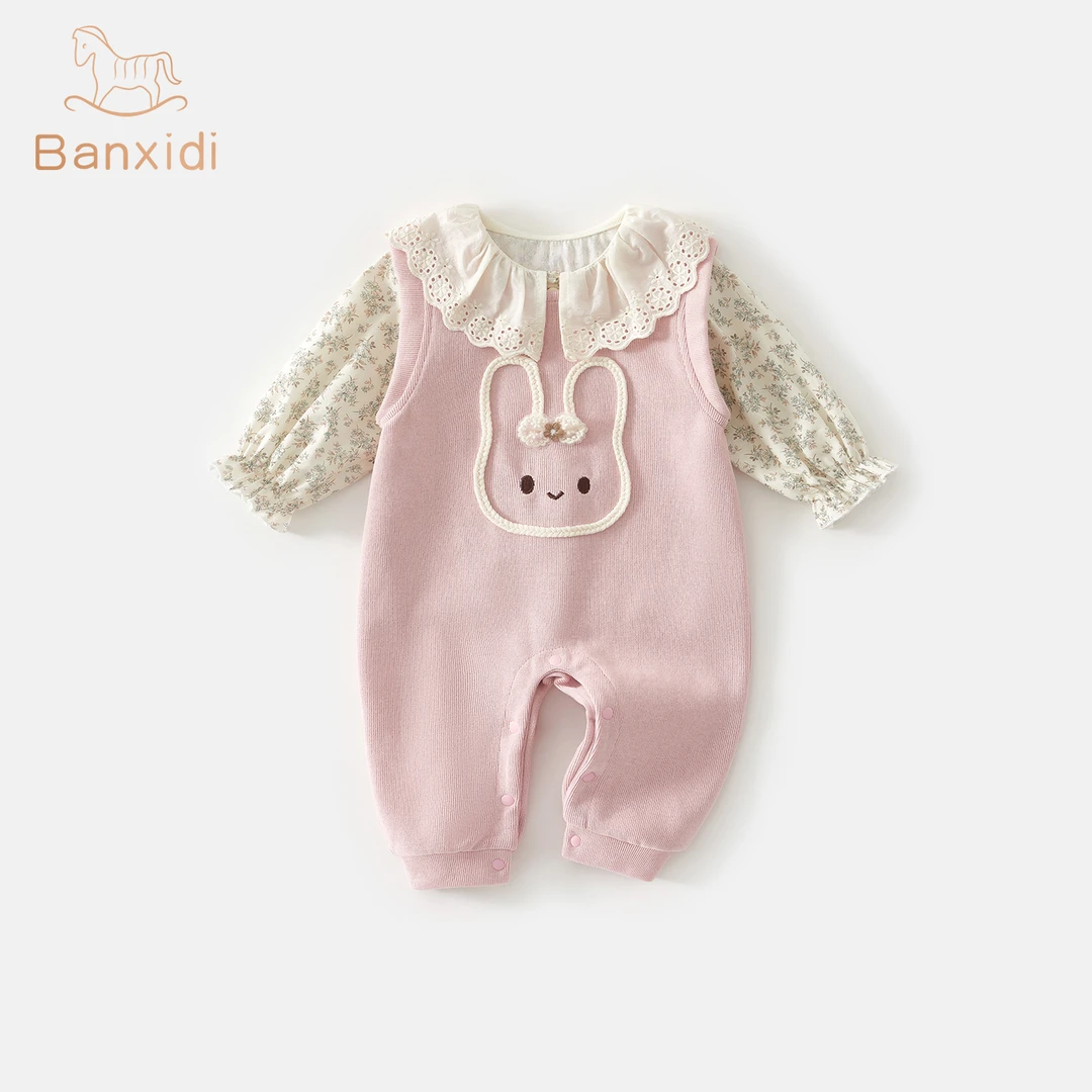 班喜迪婴儿衣服秋装新款洋气婴幼儿连体衣宝宝百天爬服秋季开春