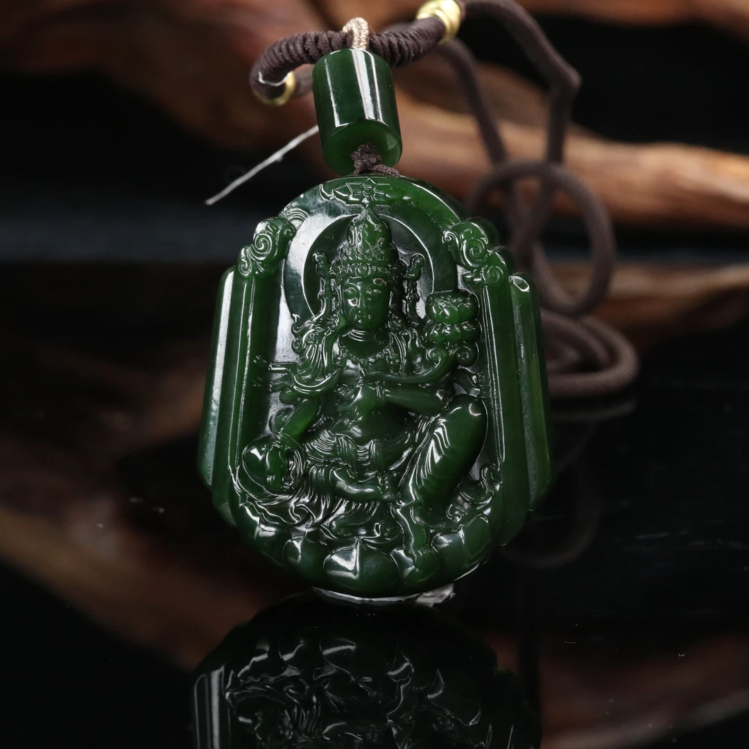 11和田玉碧玉观音吊坠/500911上海嘉禾拍卖