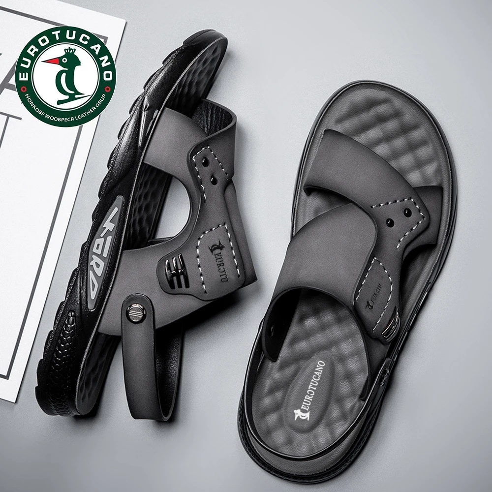 官方正品夏季新款沙滩鞋真皮防滑凉鞋凉拖鞋外穿男士男款