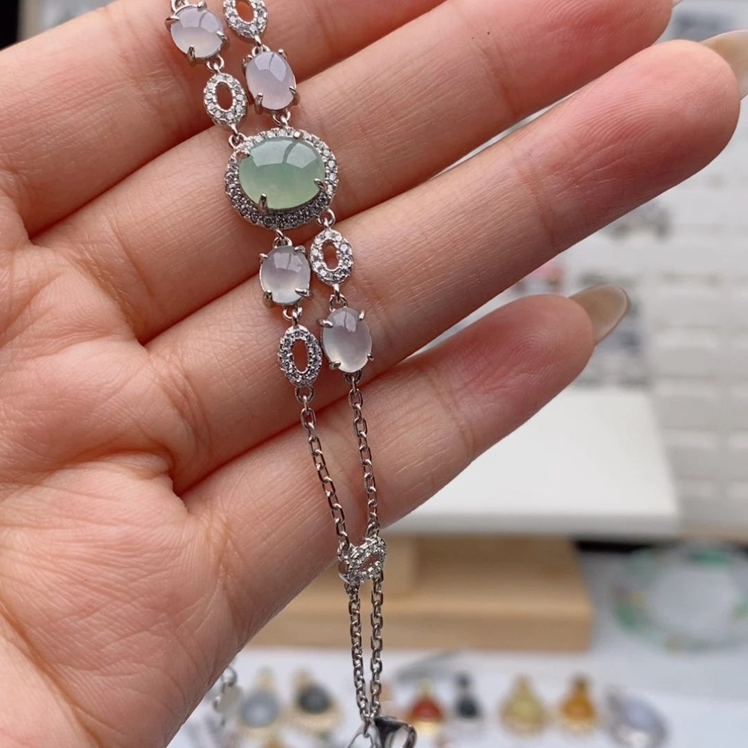 雪***仗翡翠银S925镶嵌戒指天然翡翠