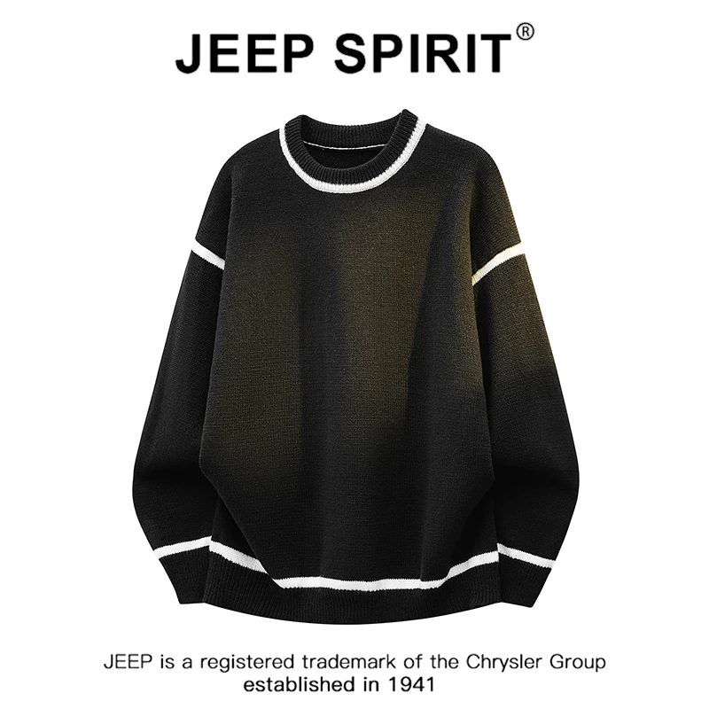 JEEPSPIRIT吉普男士2025秋冬季新款韩版百搭潮流休闲时尚圆领毛衣