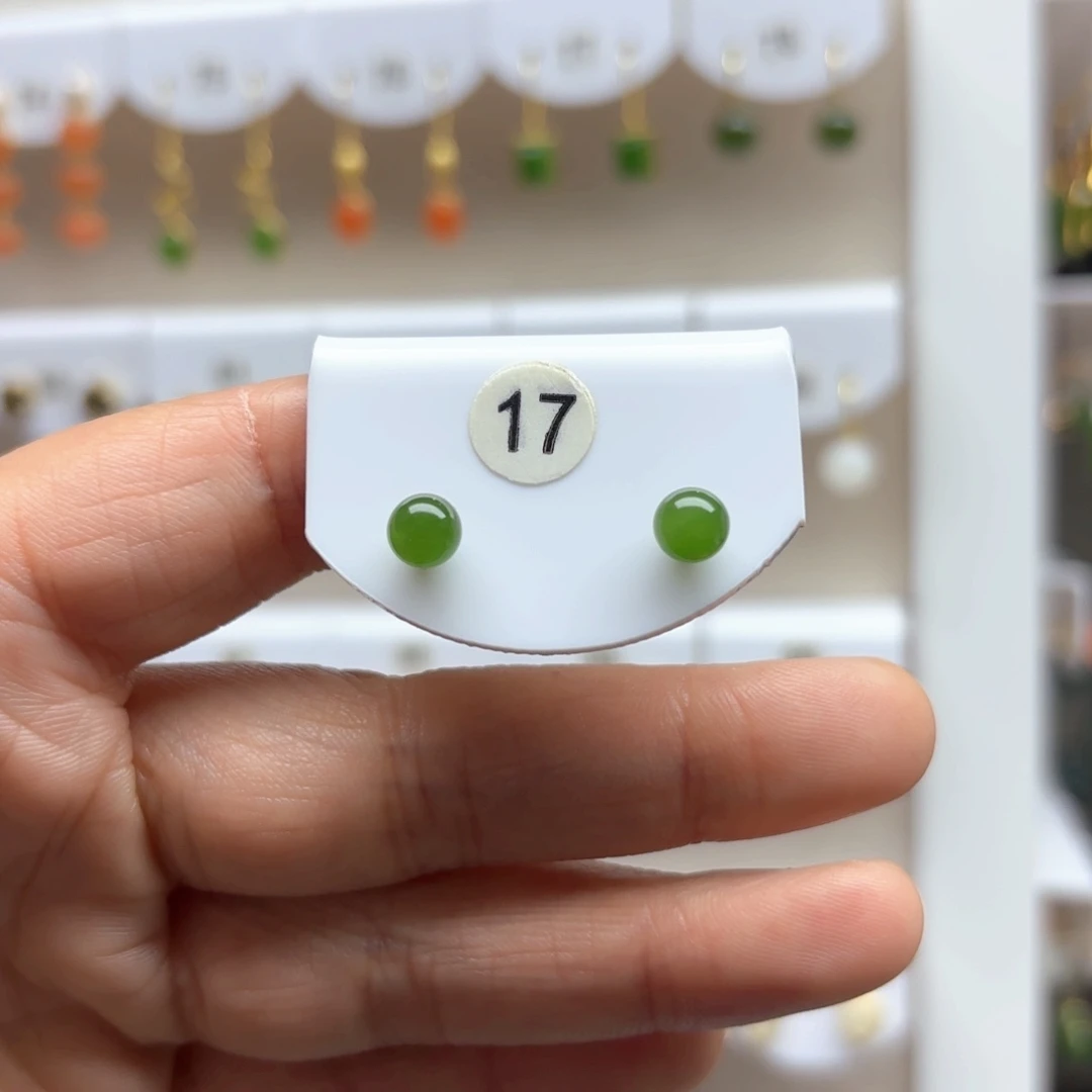 和田玉耳饰18K金镶嵌