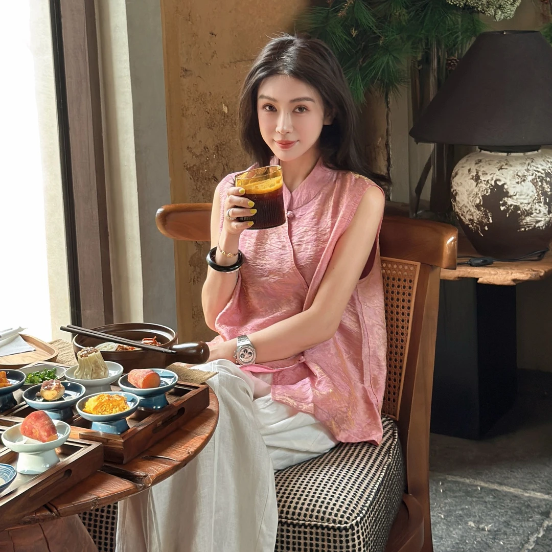 LYXZ x 大小与立领夏季宽松马夹宽松型甜美马甲提花79692