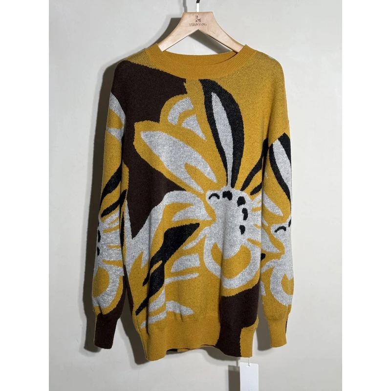 【嘉一】提花圆领牦牛绒秋冬厚款套头衫32164