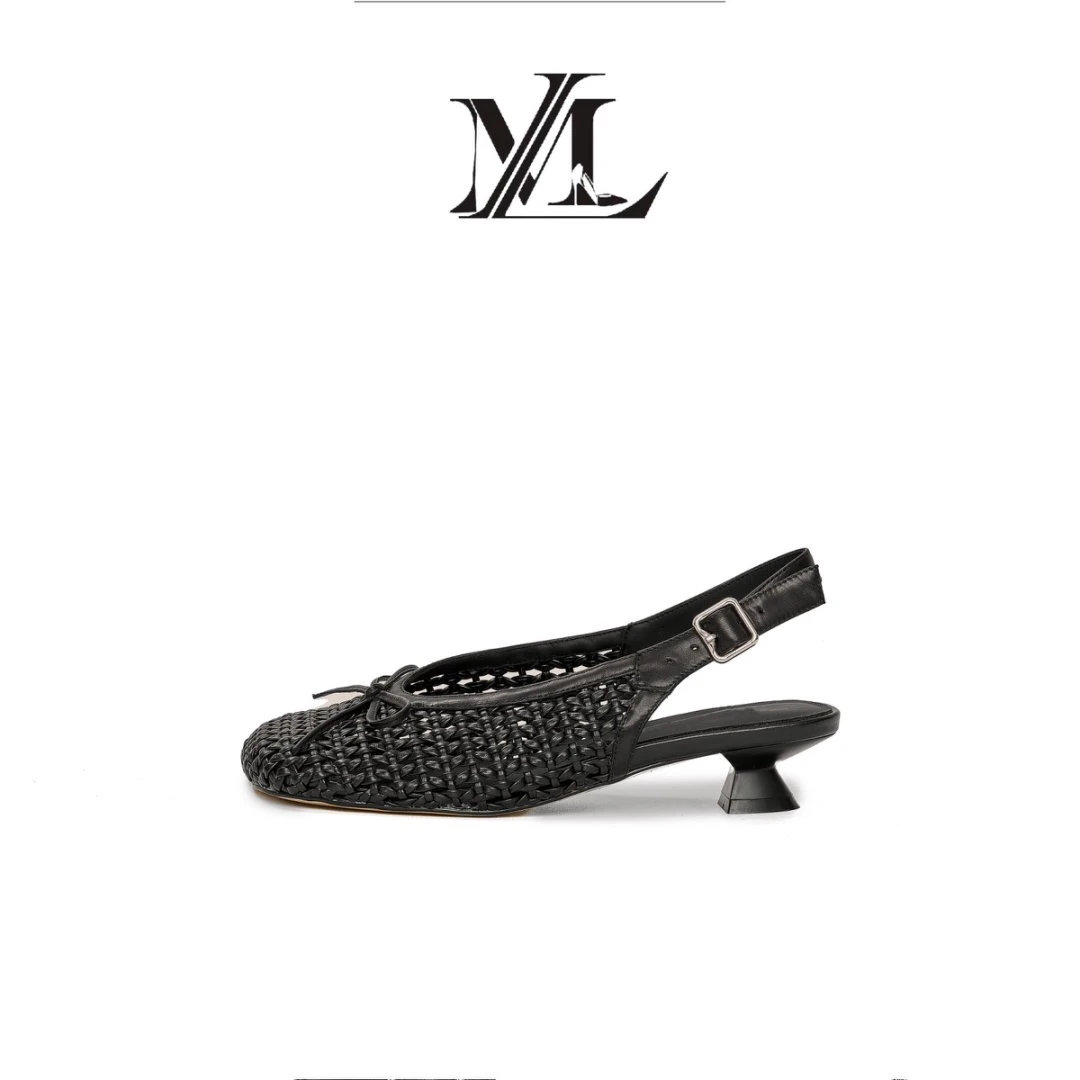 2025新款蝴蝶结编制小猫跟舒适低跟高跟凉鞋G874